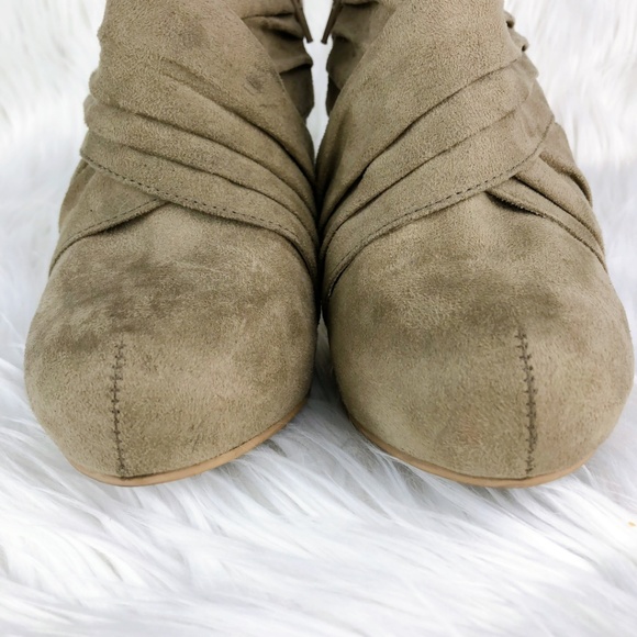 Ruched Platform Heeled Booties - Picture 3 of 5